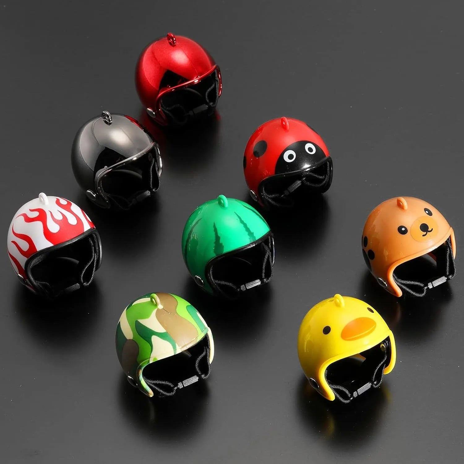 Small adjustable pet helmet for chickens and birds with elastic bands and sponge lining