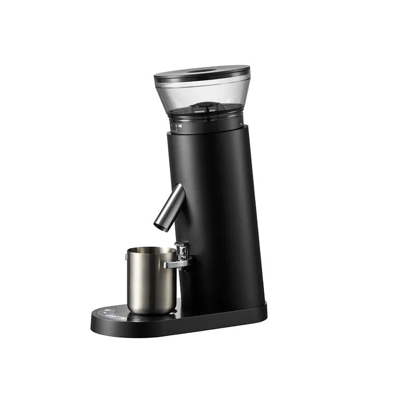 Electric coffee grinder machine with stainless steel reservoir in beige or black colour options