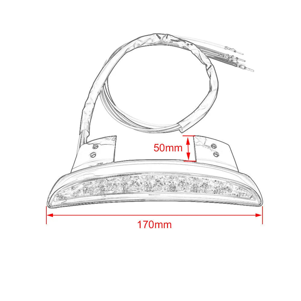 Modified XL883 1200 LED rear lamp brake taillight with red five lines wiring.