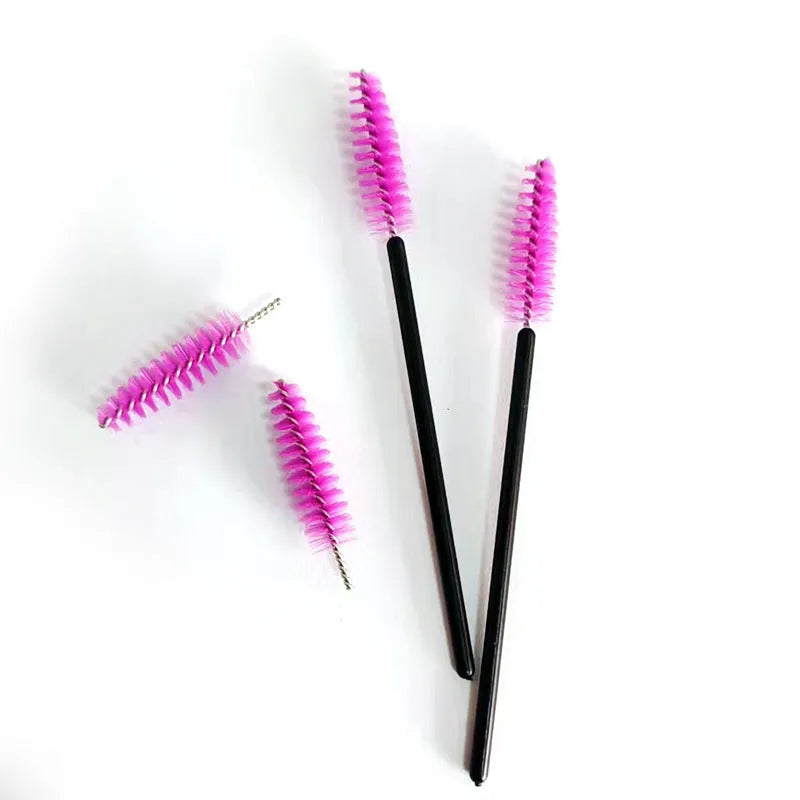 Rigui 50pcs plastic eyelash brush set in black, pink, red, blue, white, yellow and purple