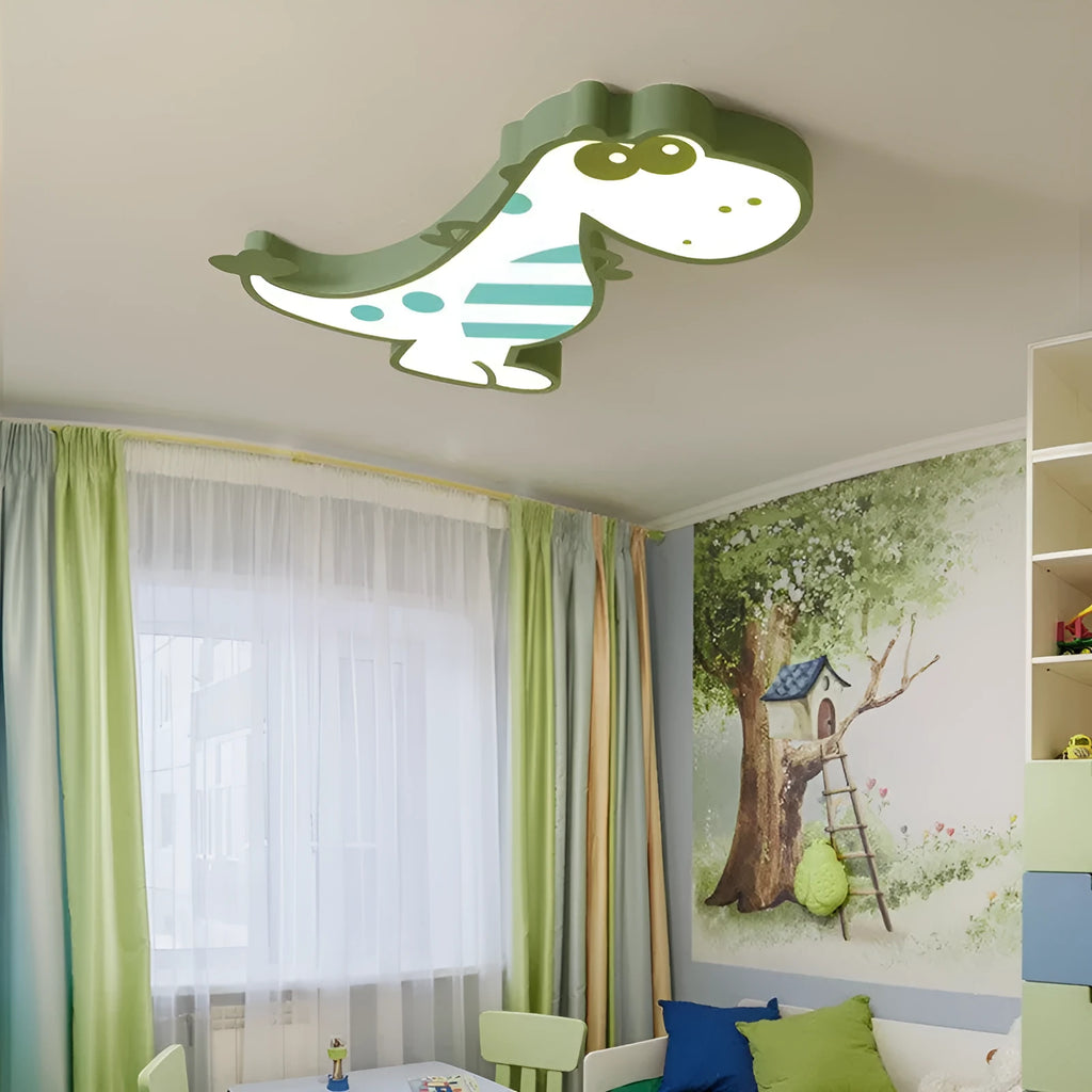 48cm diameter cartoon dinosaur ceiling light with a modern aluminium and PVC design.