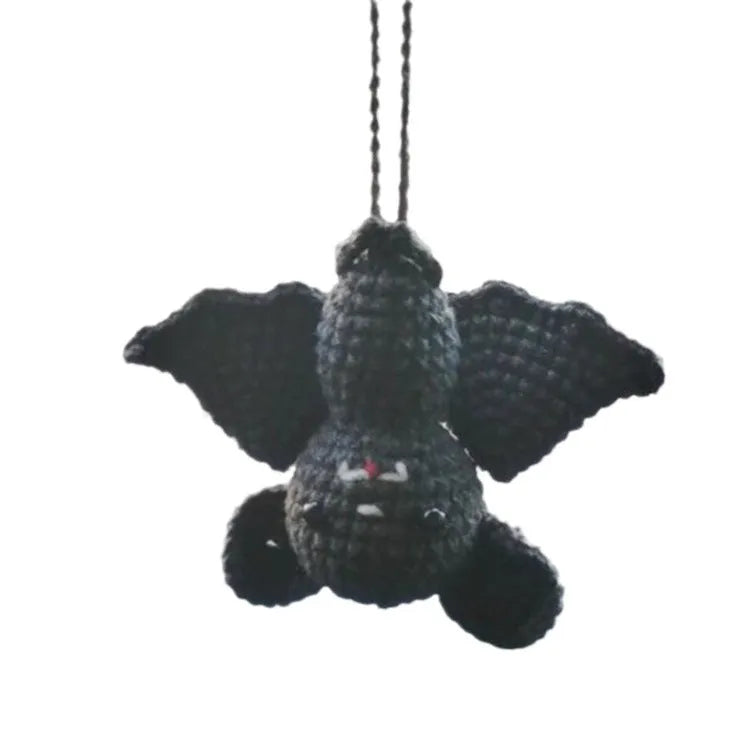 Hand-woven plush car hanging ornament in cartoon design with polyester construction and hanging cord