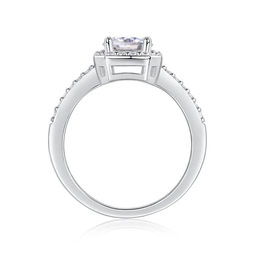 1 carat moissanite wedding ring set in S925 silver with platinum plating and gift box