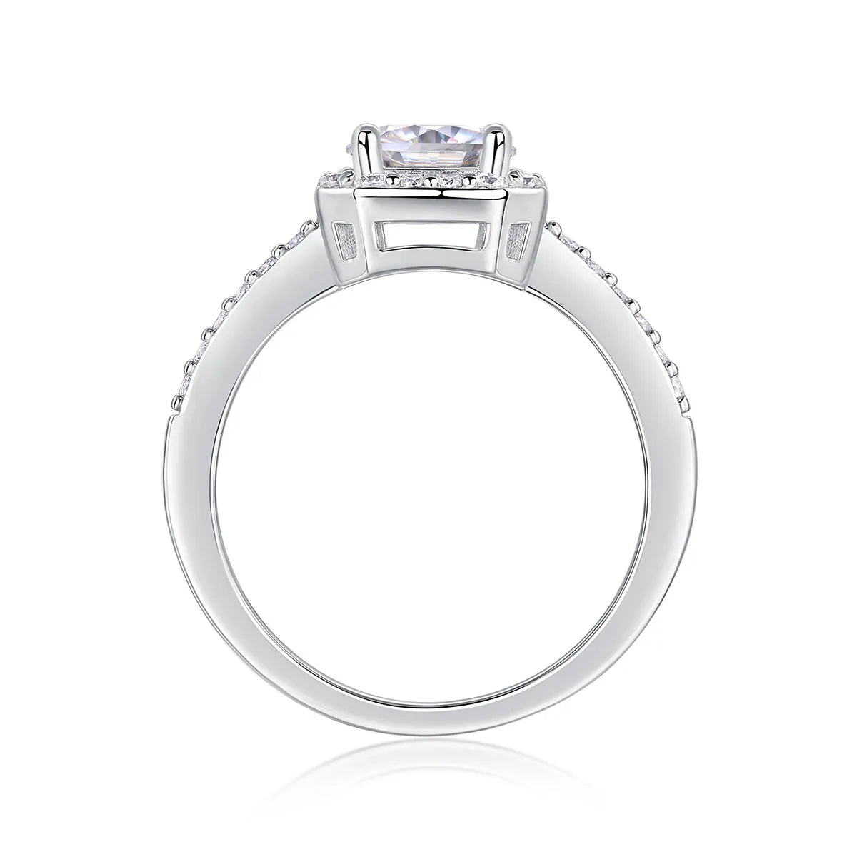1 carat moissanite wedding ring set in S925 silver with platinum plating and gift box