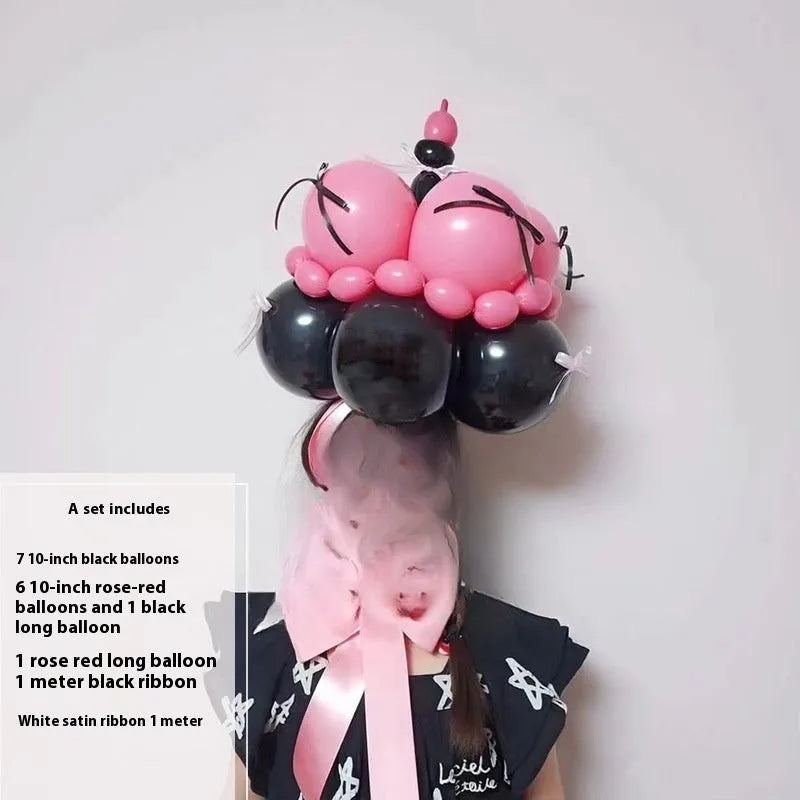 Finished balloon bouquet cake DIY material package with round cake-shaped balloon base for celebration decorations