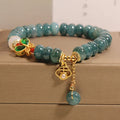 Blue water jade beads crystal bracelet with alloy inlay and abacus design elements
