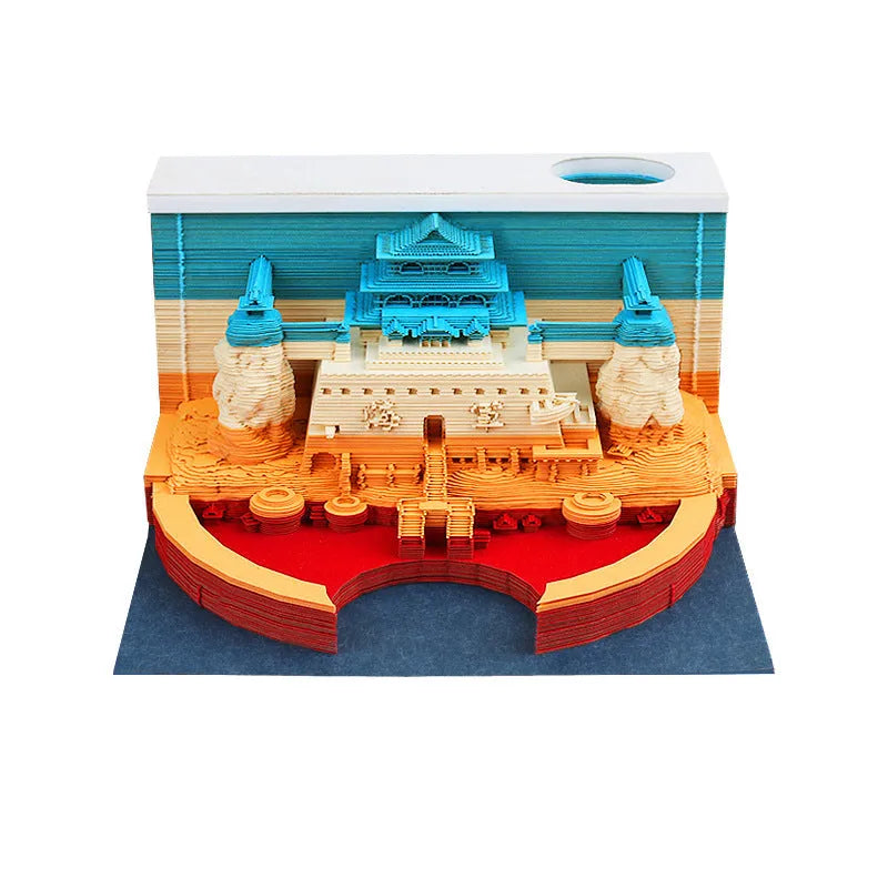 One Piece anime architecture sticky notes showing 80x45mm craft paper notepad with cartoon building designs