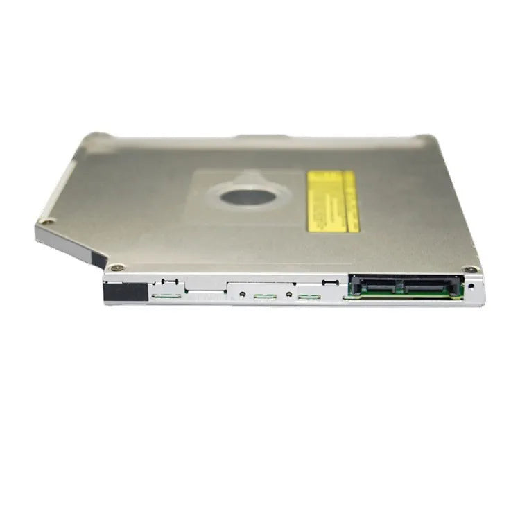 Silver MacBook Pro 13-inch replacement optical drive with SATA connector, dimensions 128x128x9.5mm