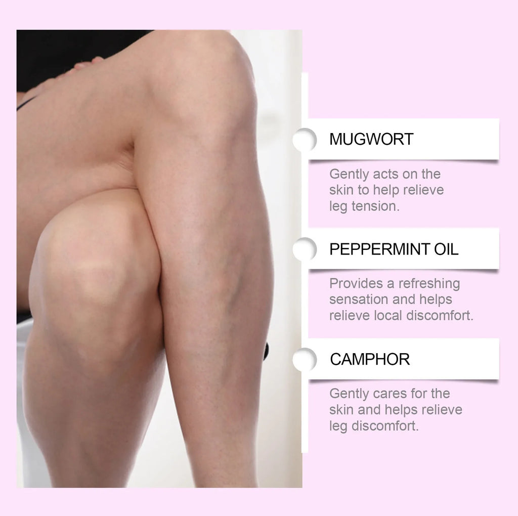 Pack of 12 leg care patches with plant ingredients for nourishing massage