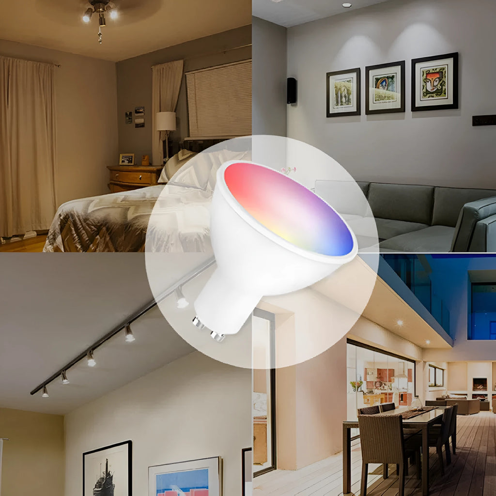 Smart RGBCCT 5W GU10 spotlight with wifi and voice control in 50x55mm compact size