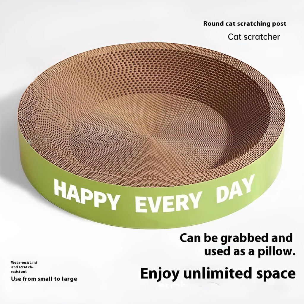 Green round cat scratching nest showing circular shape and scratching surface