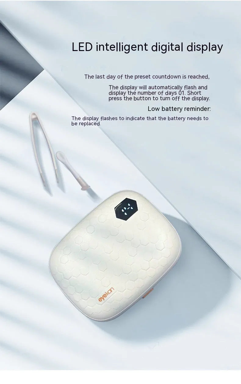 Electric ultrasonic cleaning machine body for invisible glasses in plastic with 85x65x30mm dimensions available in Pearl White Blue and Pink