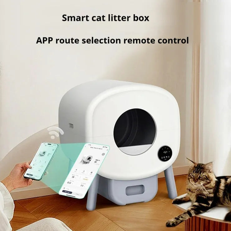Automatic self-cleaning cat litter box with 13 litre waste bin and ABS plastic housing