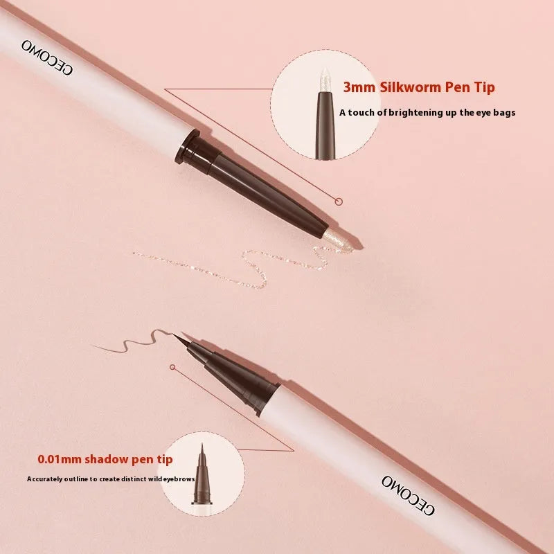 Double-headed silkworm pen eyeliner with pearlescent stereoscopic star eyes effect
