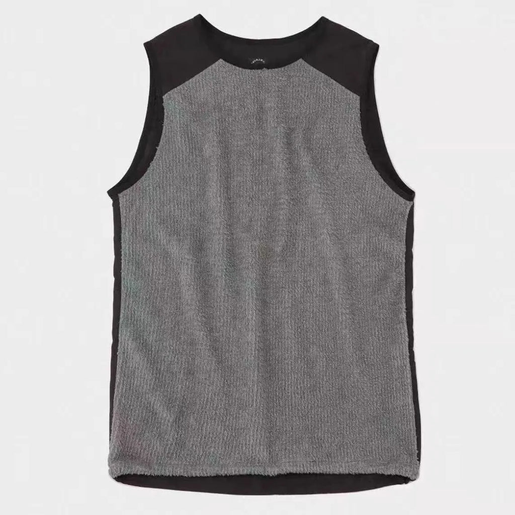 Men's solid colour lightweight fleece lined thermal vest in gray, loose fit sports style