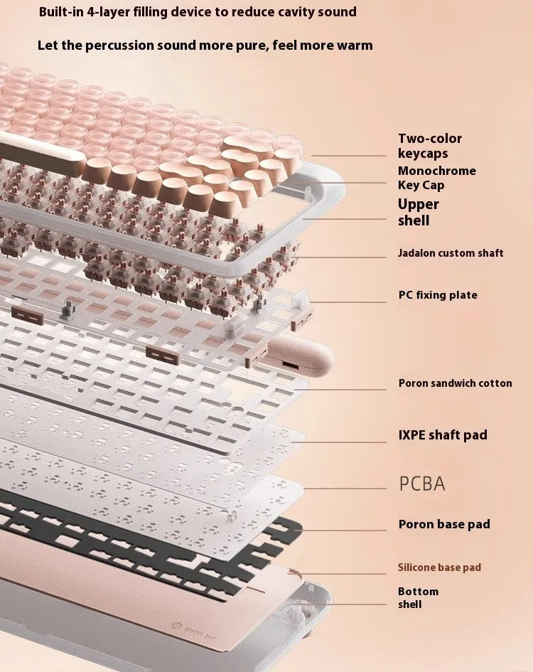 Liquid Foundation wireless mechanical keyboard with 84 keys, mouse, pickup light, and calculator