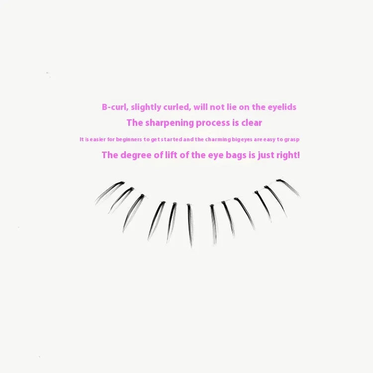 Kitten's Paw style lower false eyelashes with sheer root and pointed tails in 4mm, 5mm, 6mm lengths.