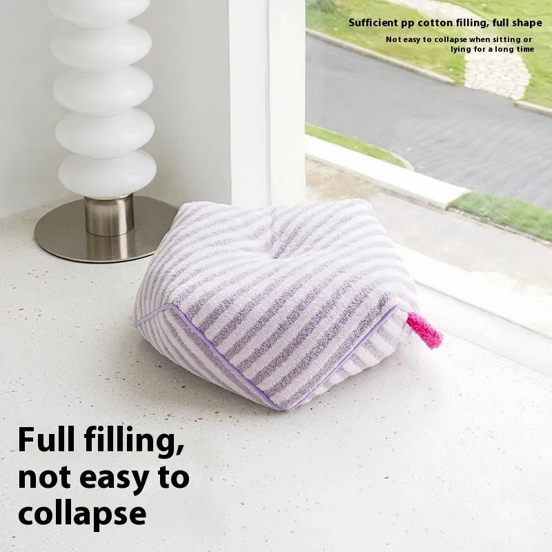 Striped soft velvet pet bed with removable cover in orange, purple, and yellow colour options