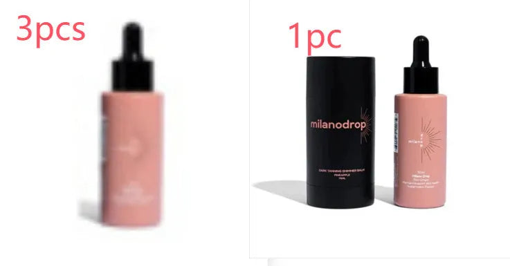 Matte black sun tanning liquid kit containing 50ml tanning drops and 75ml tanning flash cream bottles