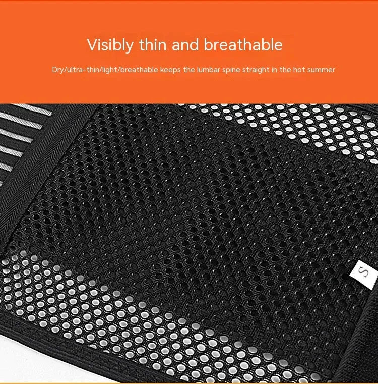 Black sports waist support with steel plate for lumbar protection during fitness activities