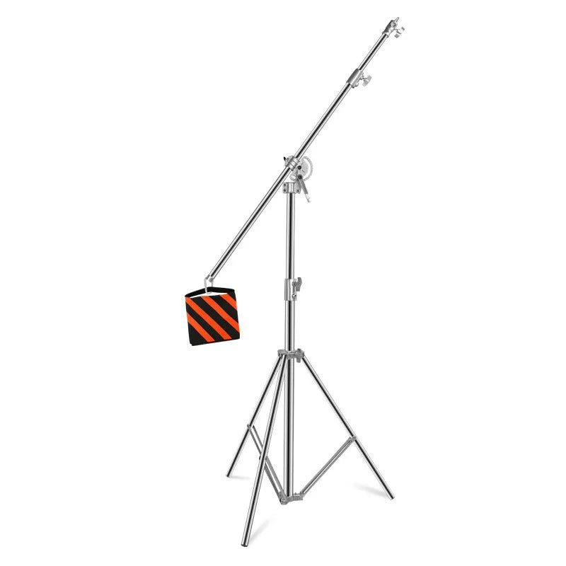 Silver stainless steel ceiling lamp rack with cross arm design extended to full height