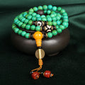 Natural turquoise bracelet with 108 polished 8mm round beads in national style design