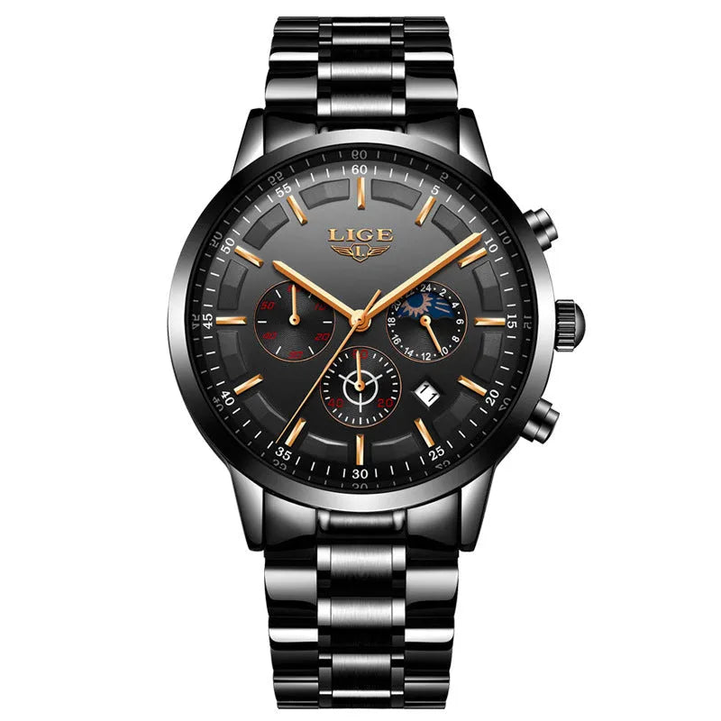 Men's waterproof quartz sports watch in multiple colours with 12mm thickness