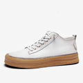 Men's black leather casual shoes with lace-up closure and round toe design