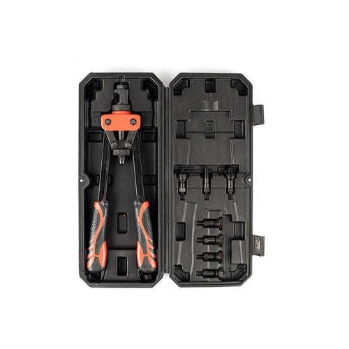CQ14 alloy steel rivet nut pull-setter tool with 37cm handle and six interchangeable M3 to M10 tips