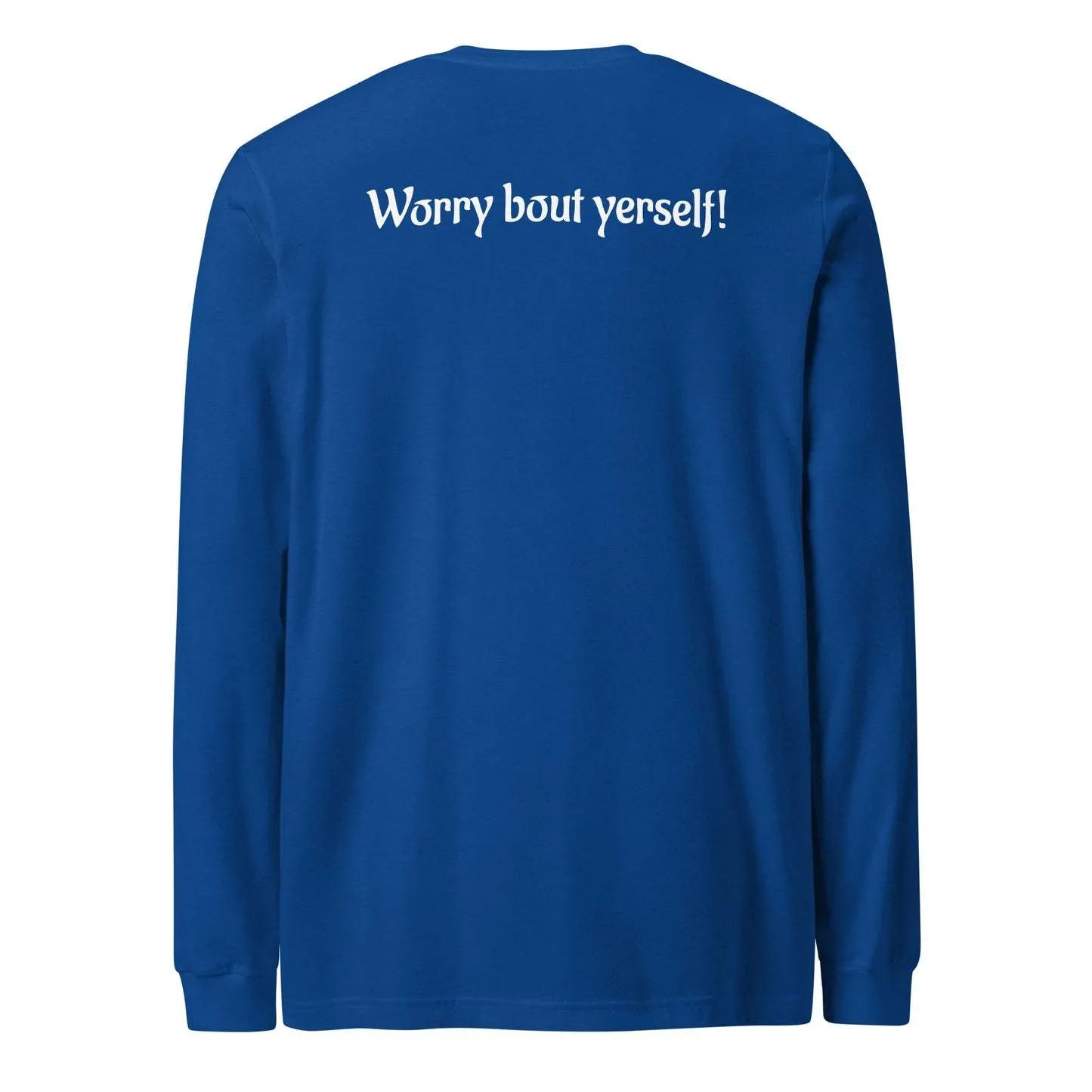 Men's blue loose fit round neck sweater with printed letter patterns, Japanese Korean casual style
