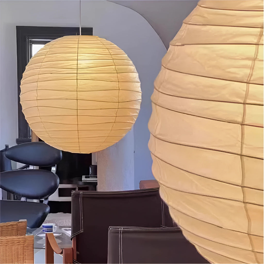 Japanese rice paper chandelier in three sizes: 30cm, 45cm, and 55cm diameter
