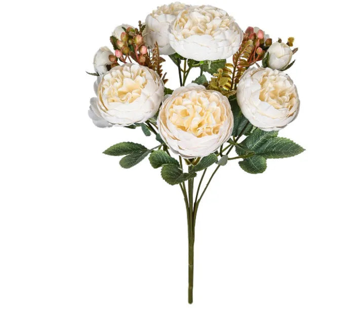 Artificial silk peony bouquet in multiple colours for wedding and home decoration