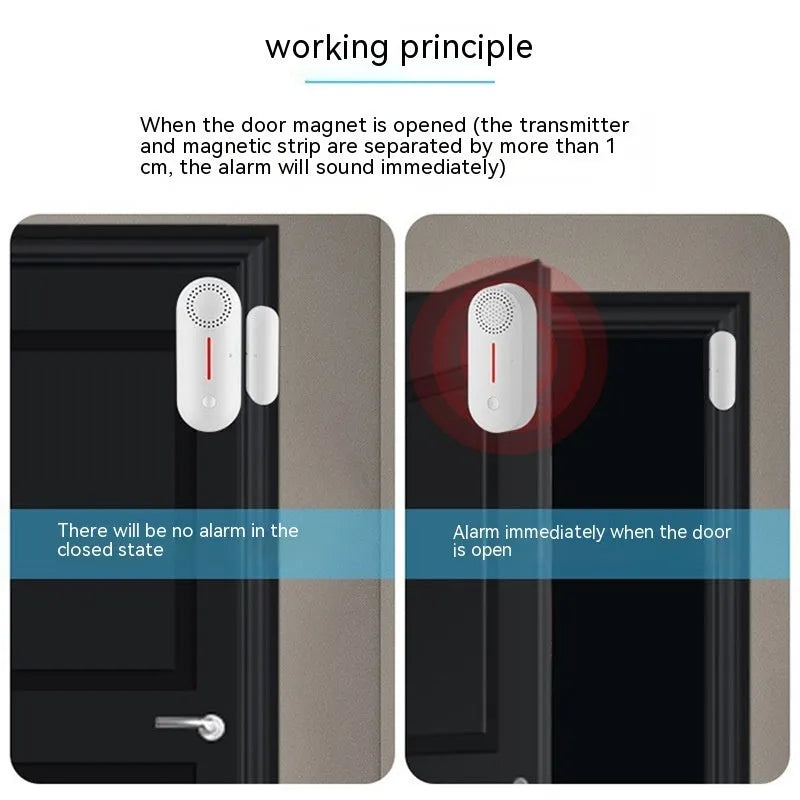 WiFi door magnetic sensor alarm with acousto-optic alert system for smart home security