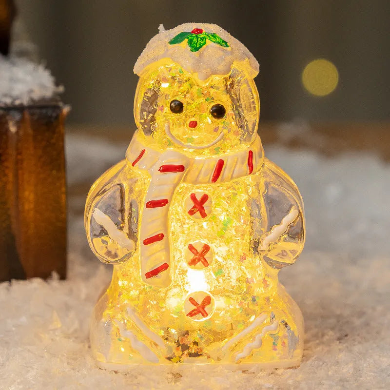 Glowing gingerbread man Christmas ornament with plastic construction and scarf in selected colour