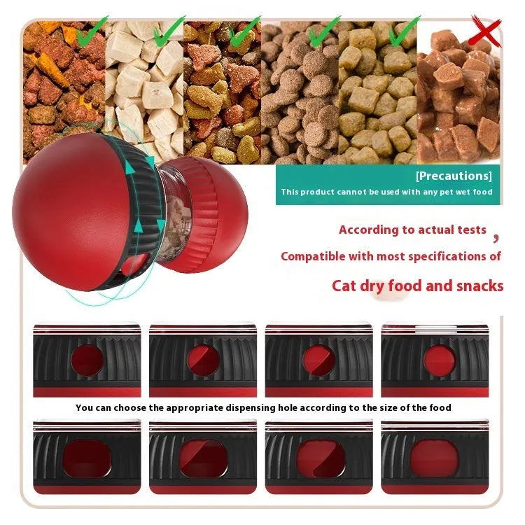 Rotating plastic cat toy with dropping ball and sound effects in toy cat and super ball design