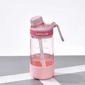 Heat-resistant plastic straw cup in grey, green or pink colours with direct-drink design