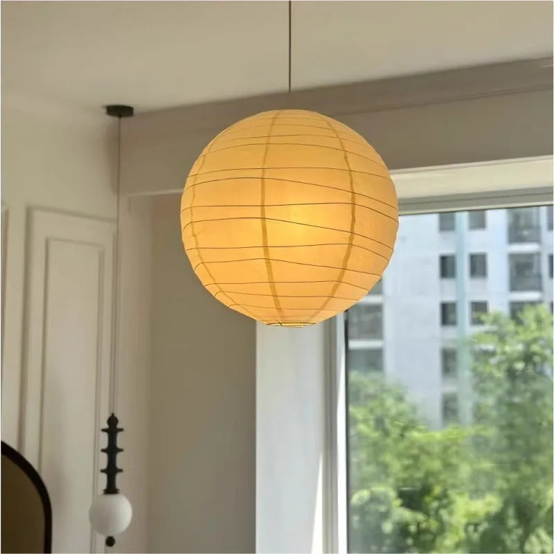 Japanese rice paper chandelier in three sizes: 30cm, 45cm, and 55cm diameter
