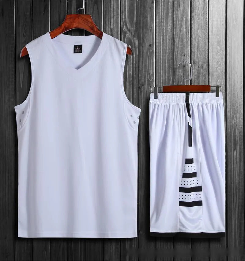 White breathable sports vest and trousers set for student campus training