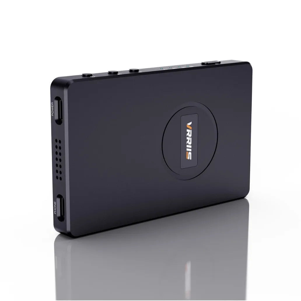 Black ABS mobile phone rear magnetic selfie display attached to phone showing camera preview