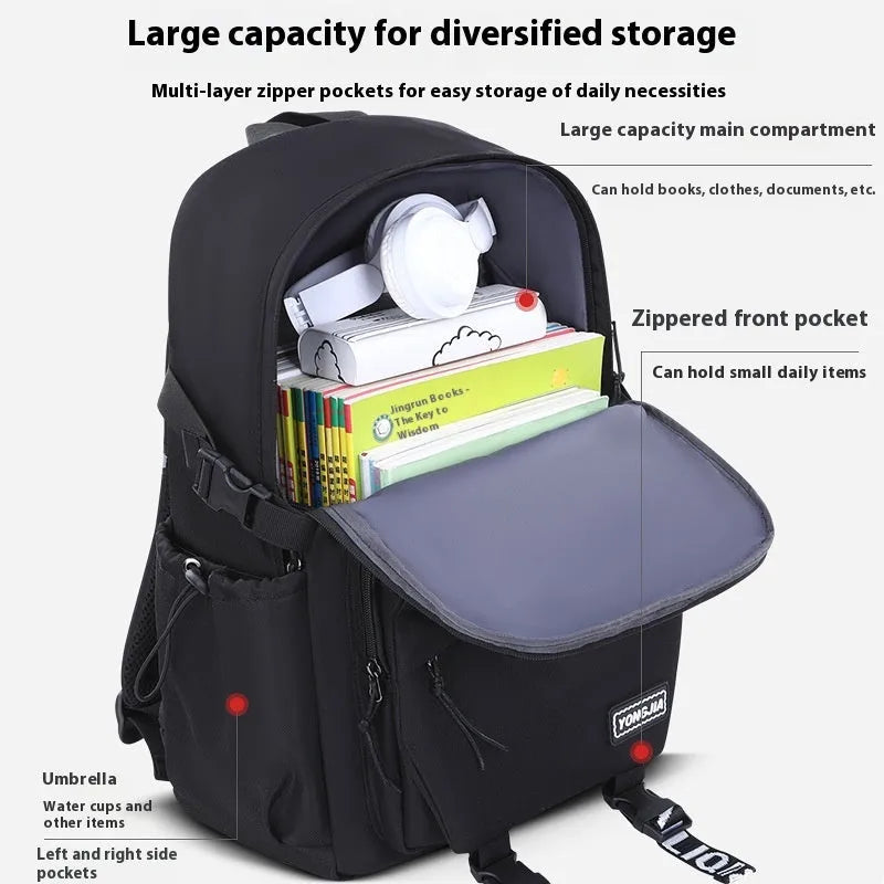 School Trends large capacity waterproof Oxford cloth backpack for girls in black, grey or purple