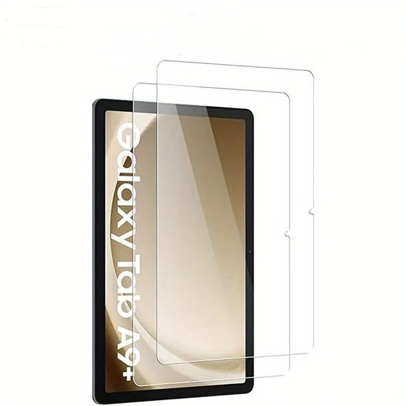 Samsung Galaxy tablet tempered glass screen protector in leather pouch