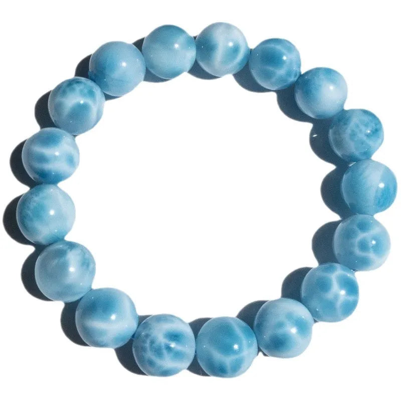 Blue natural crystal sea-pattern stone Bodhi bracelet with pearl decoration in Maillard style
