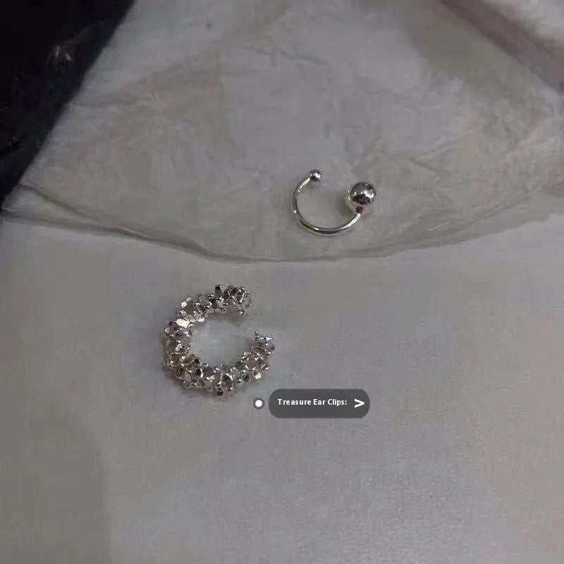 Geometric irregular frosty finish clip-on earrings in alloy with asymmetric design