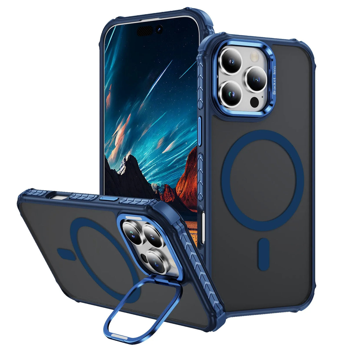 Magnetic skin-feel iPhone case in black, TPU PC anti-fall back cover with airbag corners and magnetic suction