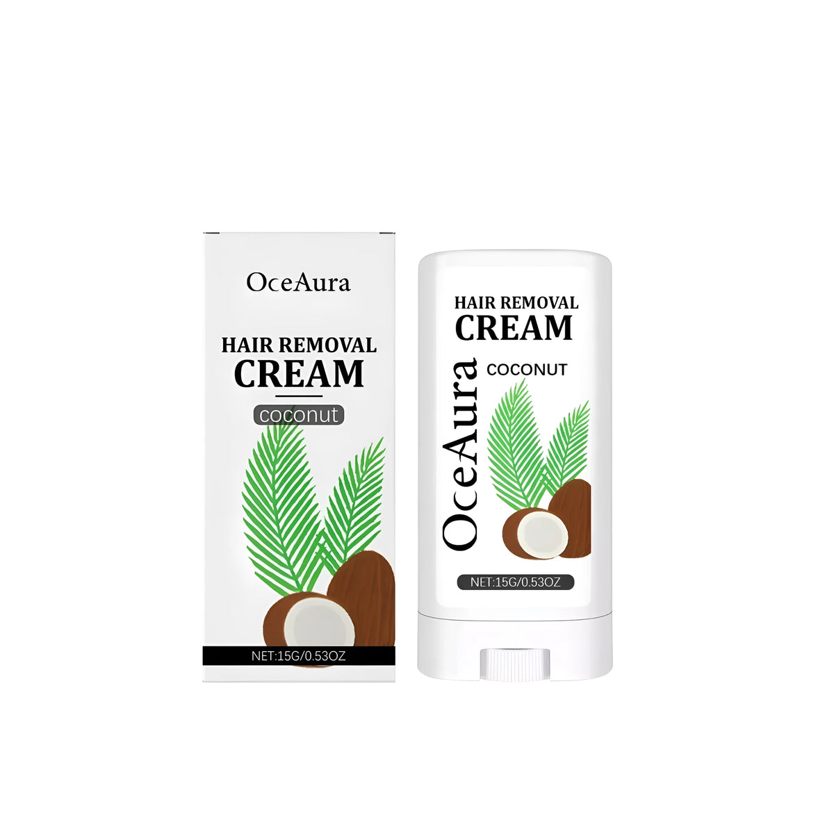 Women's hair removal shaving stick 15g with mineral oil and coconut extract, compact stick for legs and underarms