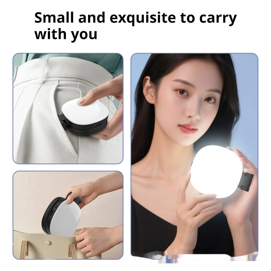 Mobile phone magnetic selfie fill light with adjustable three-colour temperature and universal phone holder