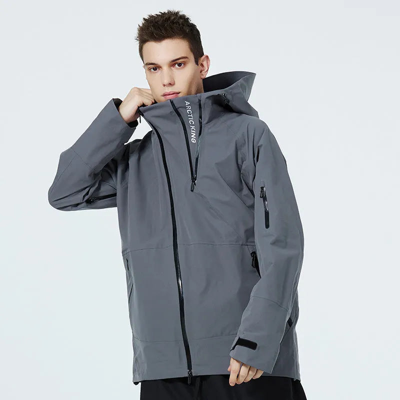 Thin black windproof waterproof double plate ski suit for men and women