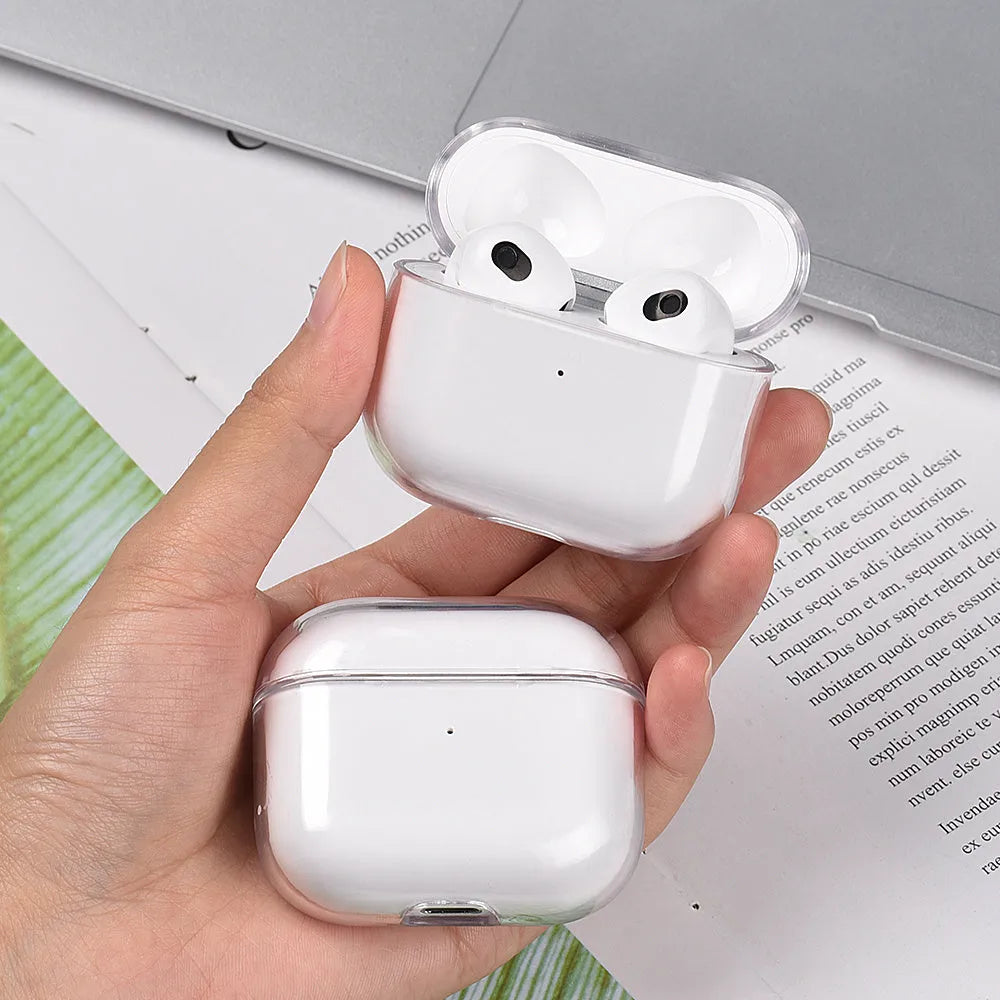 Transparent PC hard shell case for AirPods 1 2 3 Pro and Pro 2 charging box, 1.8mm thick, 48x56x24mm