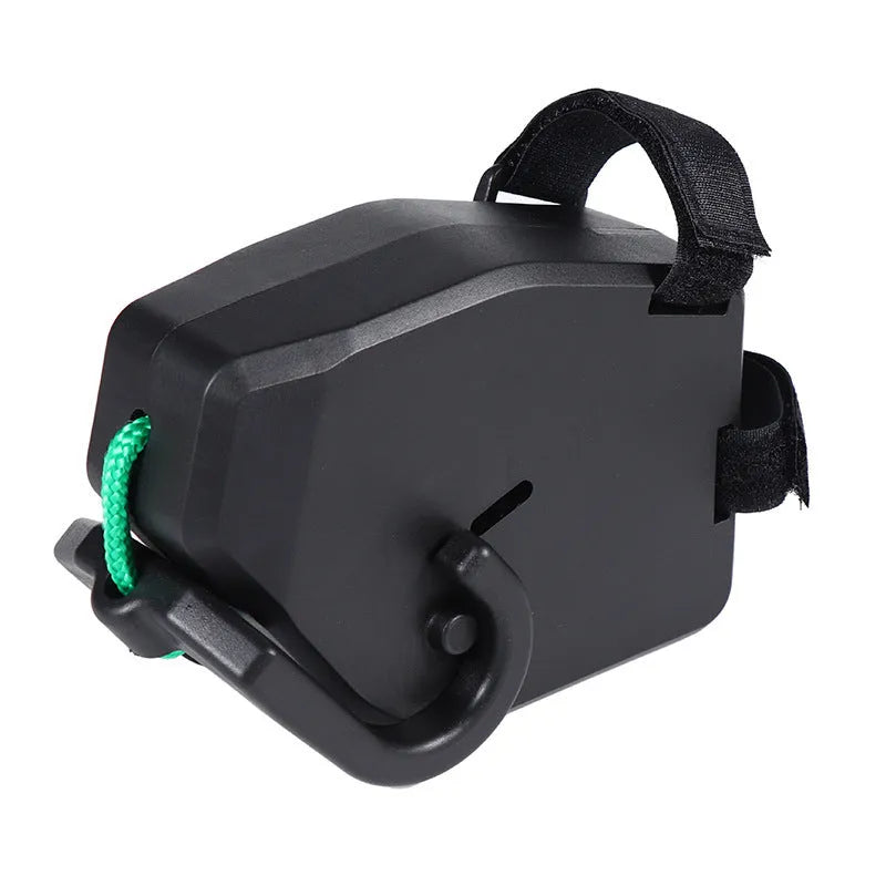 Black plastic trailer rope for connecting bicycle trailers to mountain bikes