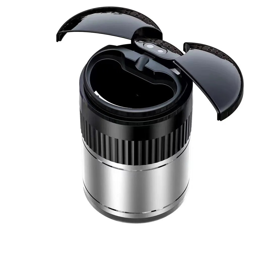 Automatic sensing touch infrared metal smart car ashtray with lid showing compact design